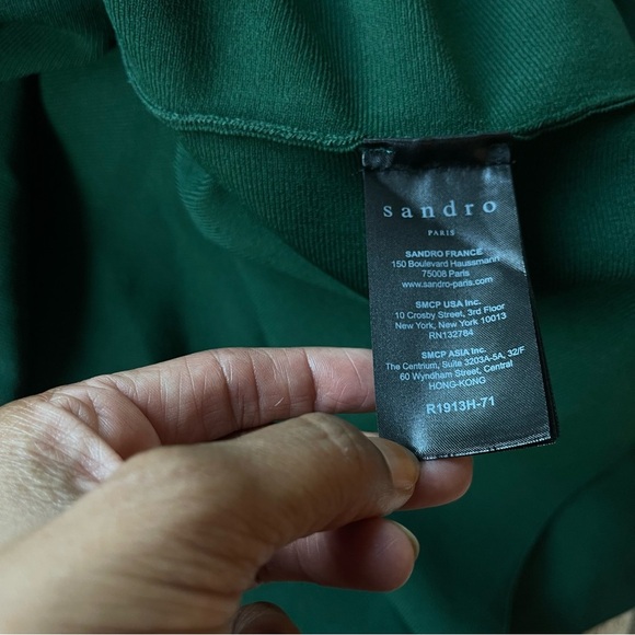 Sandro Paris Brandy Banded Waist Knit Dress – Emerald Green (Size 2 / XS) - Picture 10 of 14